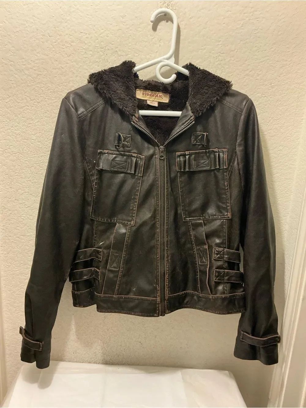 Hydraulic Brown Faux-Fur Lined Jacket size L